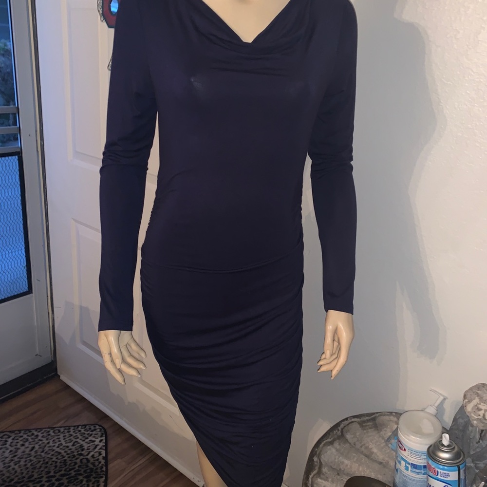 Long sleeve blue dress super stretchy